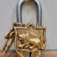 Aakrati Handicraft of Lion Figure Padlock  (Brown)