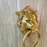 aakrati Lion Face Brass Door Knocker  (Antique Brass)