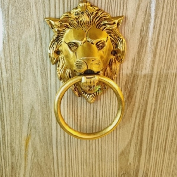 aakrati Lion Face Brass Door Knocker  (Antique Brass)