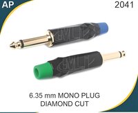 6.35mm Mono Plug Diamond Cut Metal - Male Connector, Single Pin, Metal Construction, Isolates From Voltage Spikes, Reduces Noise, Ensures Signal Integrity