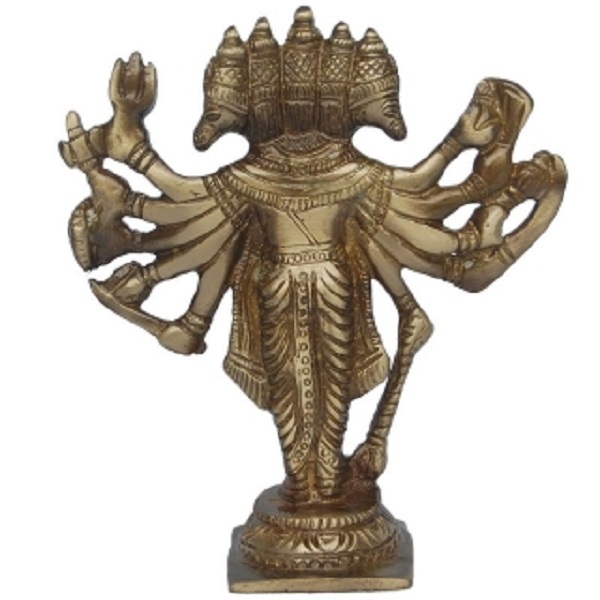 Aakrati Panchmukhi Hanuman Hindu Lord Idol Statue Decorative Showpiece - 13 Cm (Brass, Brown) - Color: Brown