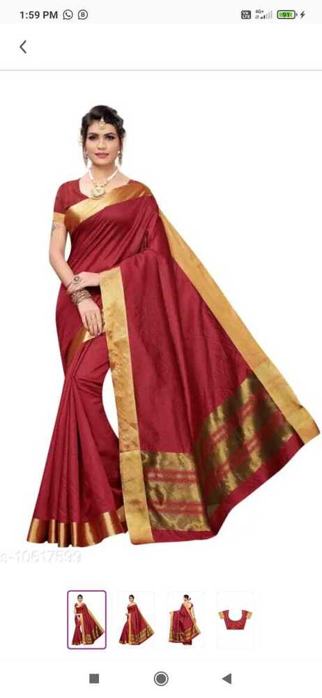 Cotton Silk Saree - Color: As Per Images