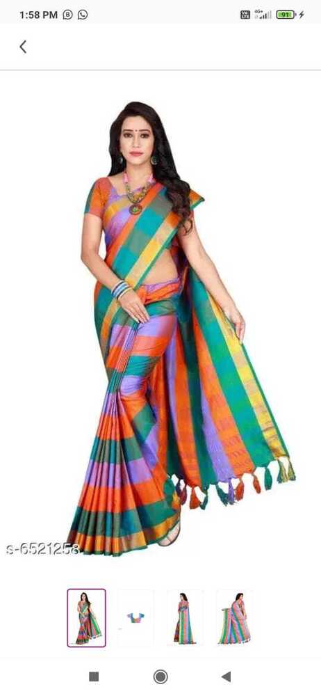 Cotton Silk Saree - Color: As Per Images