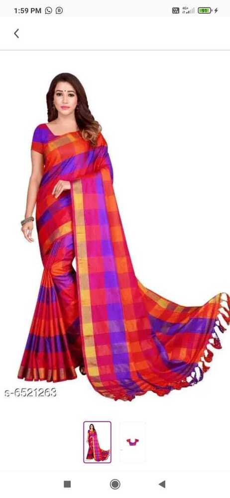 Cotton Silk Saree - Color: As Per Images
