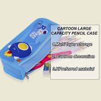 CherryBox Cute 3D Space Pen Pouch Stationary Box Multi Compartment and Zipper Pencil Case for Students Kids Boys and Girls