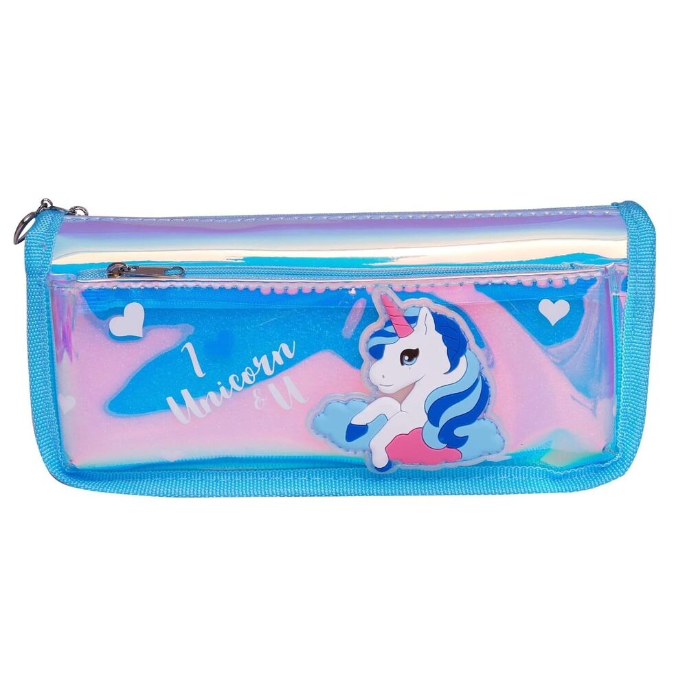 CherryBox Cute Unicorn Pen Pouch Stationary Box Anti-Shock Multi Compartment and Zipper Pencil Case for Students Kids