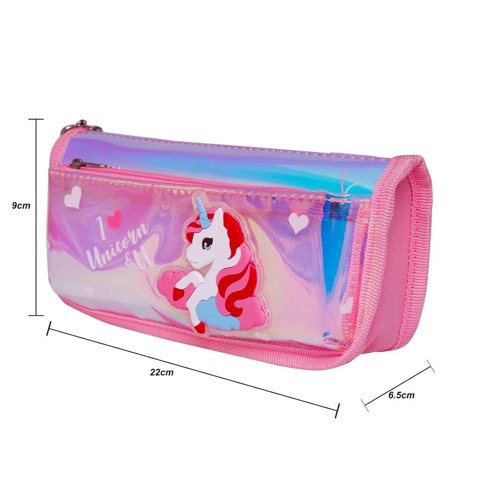 CherryBox Cute Unicorn Pen Pouch Stationary Box Anti-Shock Multi Compartment and Zipper Pencil Case for Students Kids