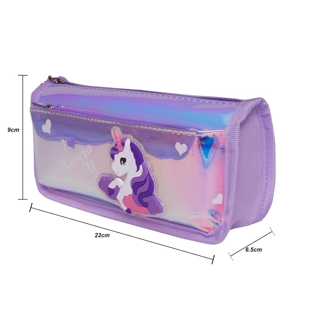 CherryBox Cute Unicorn Pen Pouch Stationary Box Anti-Shock Multi Compartment and Zipper Pencil Case for Students Kids