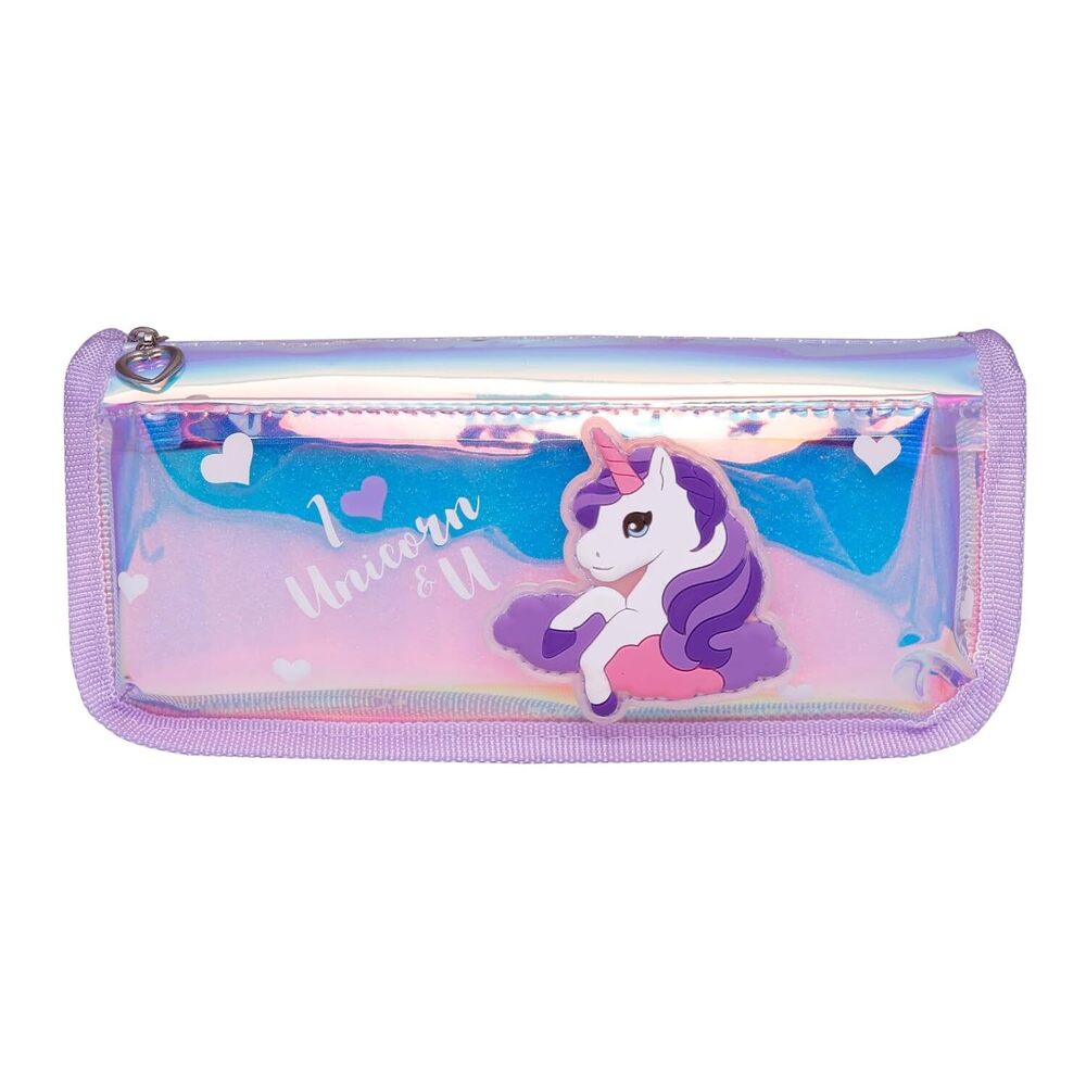 CherryBox Cute Unicorn Pen Pouch Stationary Box Anti-Shock Multi Compartment and Zipper Pencil Case for Students Kids