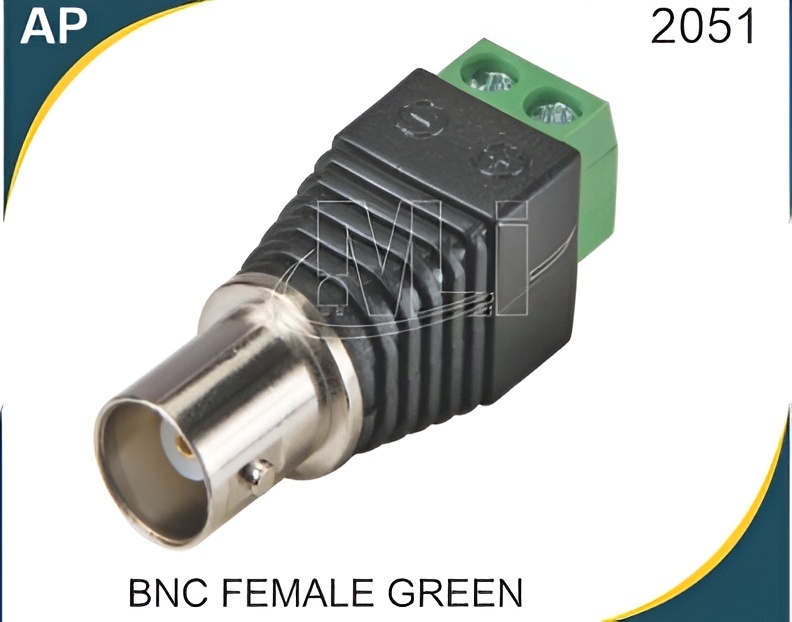 BNC FEMALE GREEN - Aluminum, Standard Size | Compact Design with Reliable Locking Mechanism for Secure Battery and LED Connections