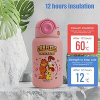 CherryBox Cartoon Cat Print with Horns Cap - Sipper Water Bottle - Stainless Steel Flask 530 ML Bottle with Double Wall Flask with Straw Insulated