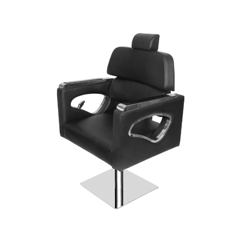 Ear Pattern Salon Chair - Genuine Leather, Rotatable Design, Black Color | Professional-Grade Comfort for Hairdressers, Barbers, Makeup Artists, 120 Kg Capacity