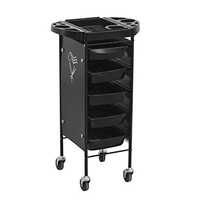 Hair Salon Trolley - Hard Black Material, Rectangle Shape | Durable Non-disposable Design For Salon Essentials Storage