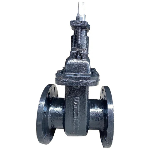 Cast Iron Double Flange Sluice Valve - Color: Black