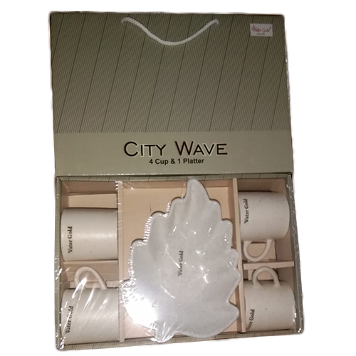 City Wave 4 Cup And 1 Platter Set