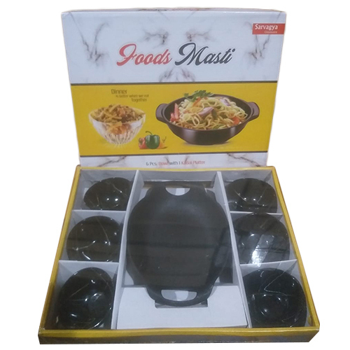 6 Pcs Bowl With 1 Kadai Platter