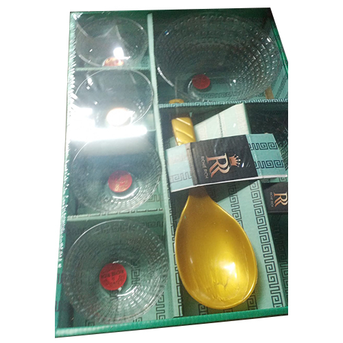 Glass Bowl  With Spoon Set - Color: Different Available