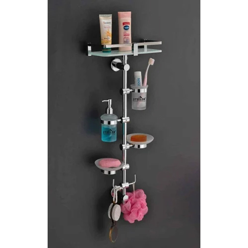 Steller Bathroom Set Pole All In One - Color: Silver