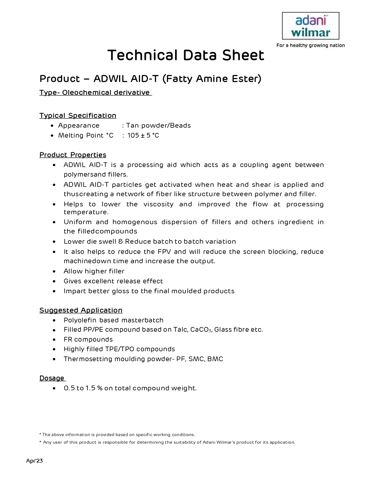 Adwil Aid T - Application: Industrial