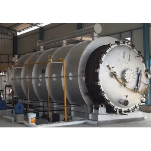 5 Ton Waste Tyre Pyrolysis Machine - Mild Steel, 25 HP Motor, 220 - 440 Volt | Converts Waste Tyres Into Fuel Oil, Carbon Black, Steel Wire