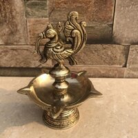 Indian Oil Lamp Bird made in Brass| Metal Hanging Diya for Diwali Festive Decorations| Home| Temple Decor|(Yellow)