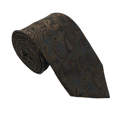 Men Brown Embroidered Necktie