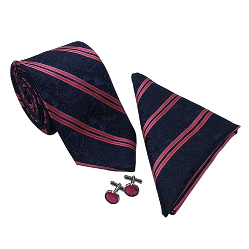 पॉली वॉवन काले और लाल धारियों वाला नेकटाई