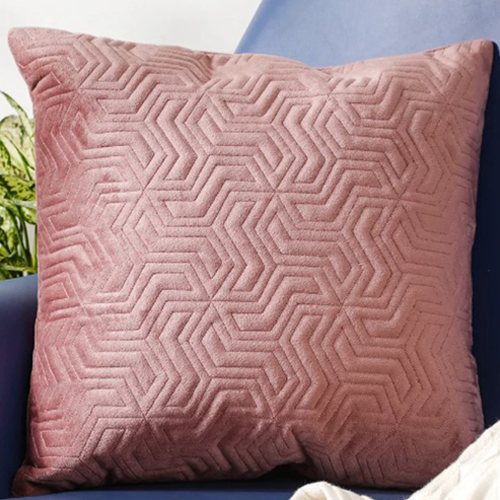 Pink Quilted Velvet Cushion - Material: Cotton