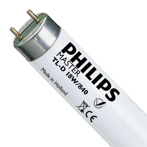 PHILIPS TL-D 18W Tube Light - Durable Glass, Round Shape, White Color | Energy-Efficient, Industrial Use, Warranty Included