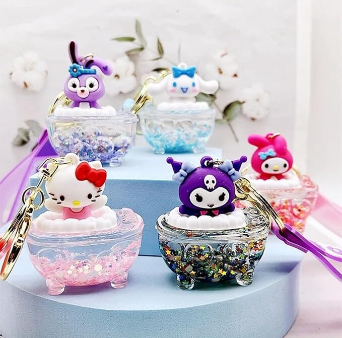 CherryBox Cartoon Liquid Keychain Pendant For Bag, Hanging Cute Charm