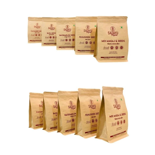 Brown Kraft Paper Flat Bottom Stand Up Pouch - Color: Different Available