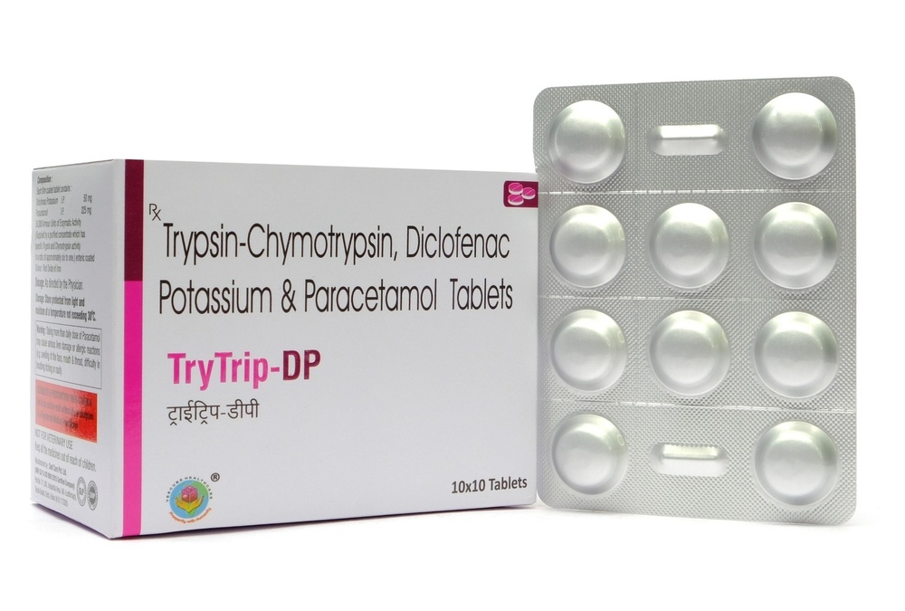 Trypsin Chymotrypsin 50000 IU Diclofenac 50 mg Paracetamol 325mg