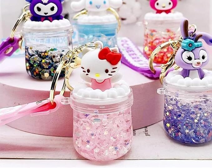 CherryBox Cartoon Liquid Keychain Pendant For Bag, Car Key Hanging Cute Charm (CB107-4)