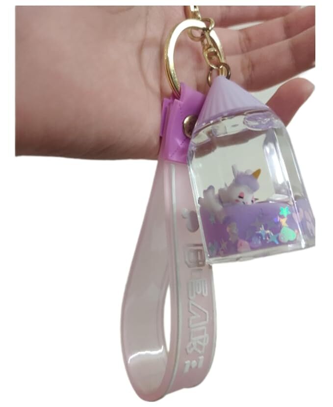 CherryBox Cartoon Liquid Keychain Pendant For Bag, Car Key Hanging Cute Charm (CB107-6) - Plastic Material, Antique Plating, Purple Color | Adorable Cartoon Design