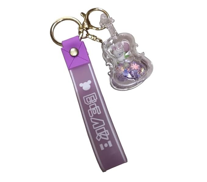 CherryBox Cartoon Liquid Keychain Pendant For Bag, Car Key Hanging Cute Charm (CB107-7) - Plastic Construction, Purple Color, Gold Plated Steel Accents | Modern Arts Style, Cute Charm Design