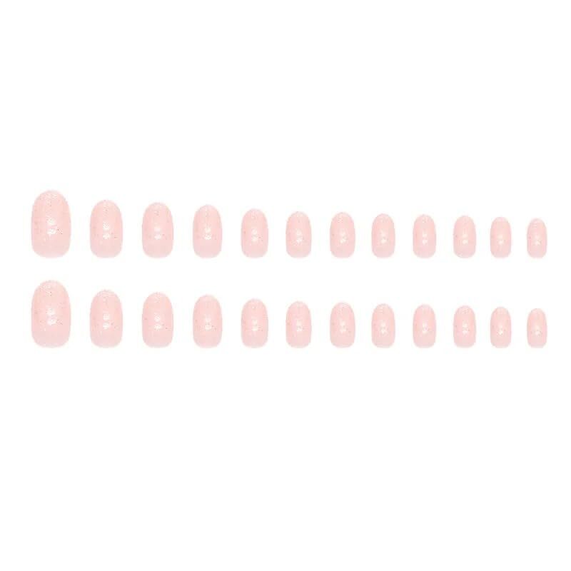 CherryBox Pink and Shining Glitter embellished Acrylic artificial nail 24 pieces set (Jelly Glue Stickers Tabs and Glue Included)