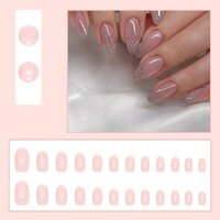 CherryBox Pink and Shining Glitter embellished Acrylic artificial nail 24 pieces set (Jelly Glue Stickers Tabs and Glue Included)