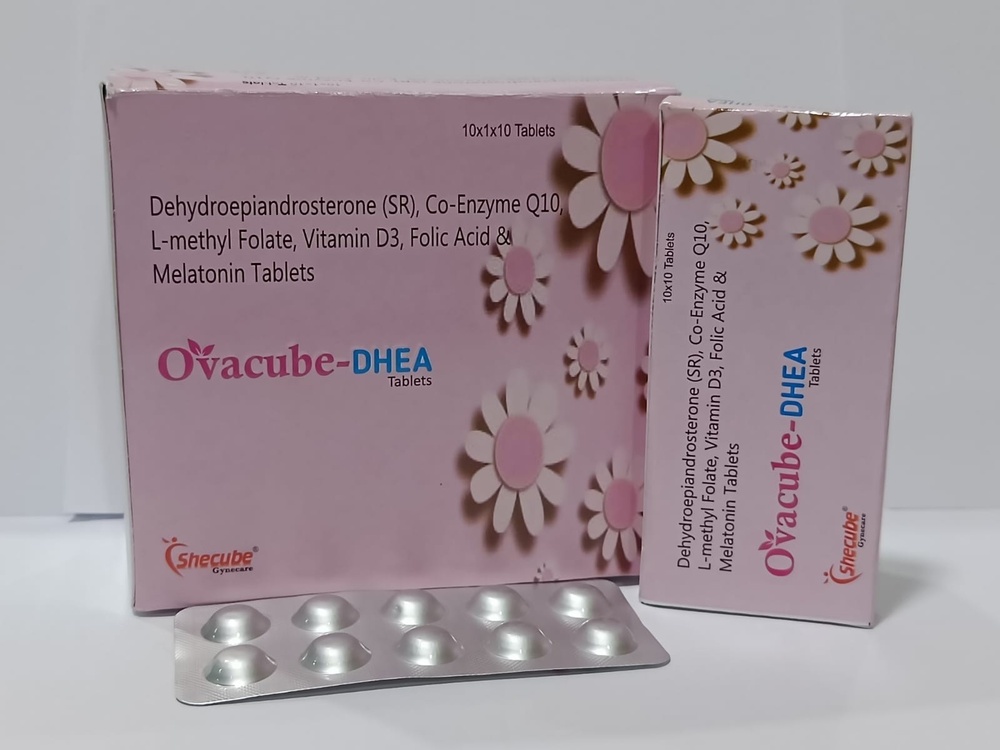 Dehydroepiandrosterone(SR) 75 mg Co Enzyme Q10 100mg Vi D3 75 mcg L methyl Folate 1 mg Folic Acid 4 5 mg  Melatonin 5mg