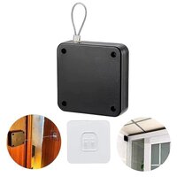 Automatic Door Closer - Plastic, 7x11x3 Cm, Black | Multi-functional Design, Hole-free Adhesive Installation, High Tensile Strength P12 Steel Wire Rope