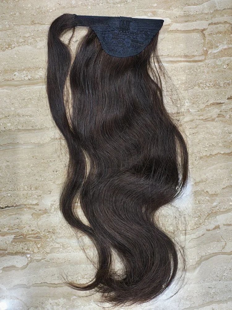 Ponytail Hair Extensions 26in Black Natural Wavy Human Hair Fake Hair Peice