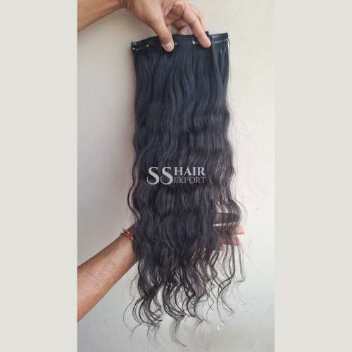 wavy clip In Hair Extensions Remy Human Hair One Piece Set 30in | 100gm