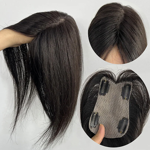 Glueless Human Hair Toppers for Women Silk Base Crown Area Clip In 4x4 Indian Factory