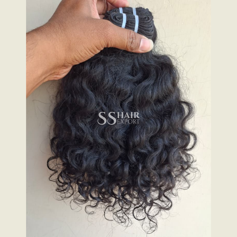 Curly Weft Hair Extensions Indian Virgin Human Hair Bundle Single donor
