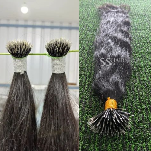 Nano Bead Hair Extensions 18-32 | 100gm Wavy Human Hair Install with Nano Rings Hot Fusion