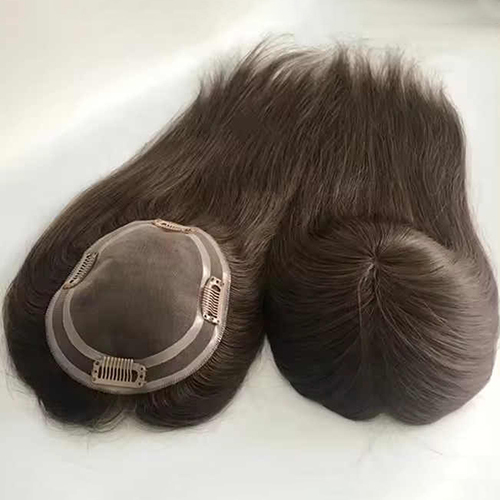 Real Human Hair Toppers Silk Base Crown Coverage Clip In Glueless for Women 5x5