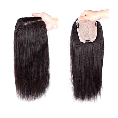 Hair Toppers Human Hair Silk Base Crown Area Clip In Glueless 4x4 for Thinning Hair Women
