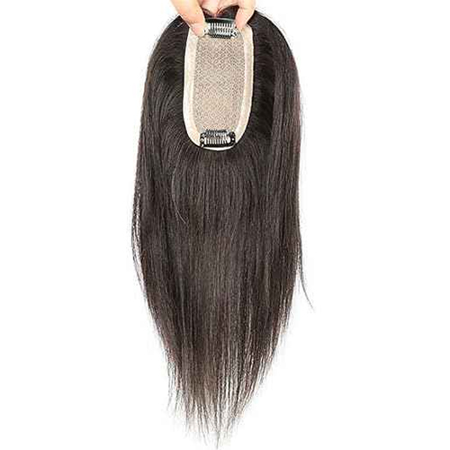 2x6 Silk Base Crown Area Hair Toppers for Thinning Hair Real Human Hair Clip In
