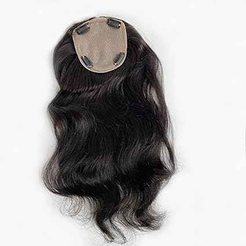 Clip In Indian Human Hair Toppers for Women Silk Base Crown Area Glueless