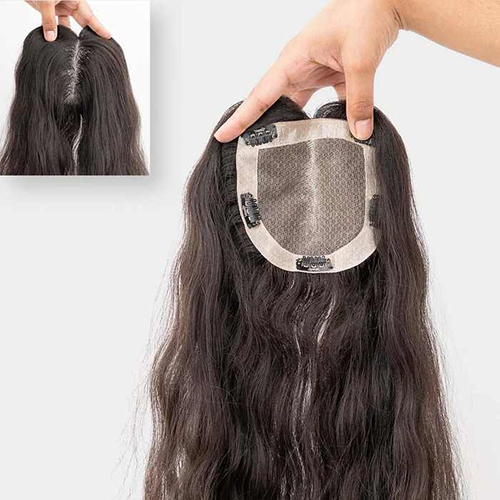 Human Hair Topper Silk Base Crown Area Clip In Glueless Hair Toppers for Thinning Vendor