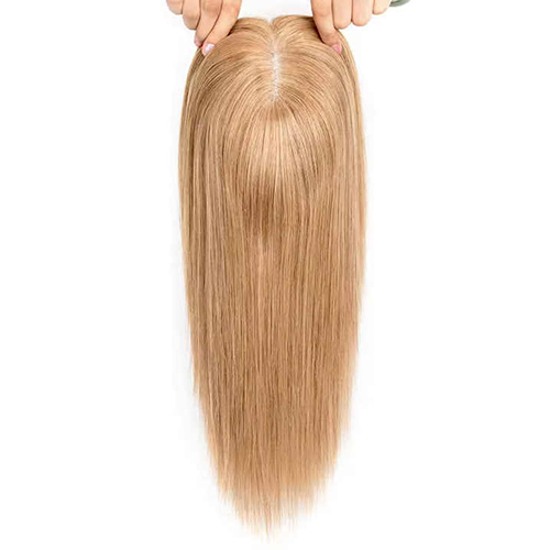 613 Blonde Hair Toppers for Women Human Hair Silk Base Crown Clip In Glueless